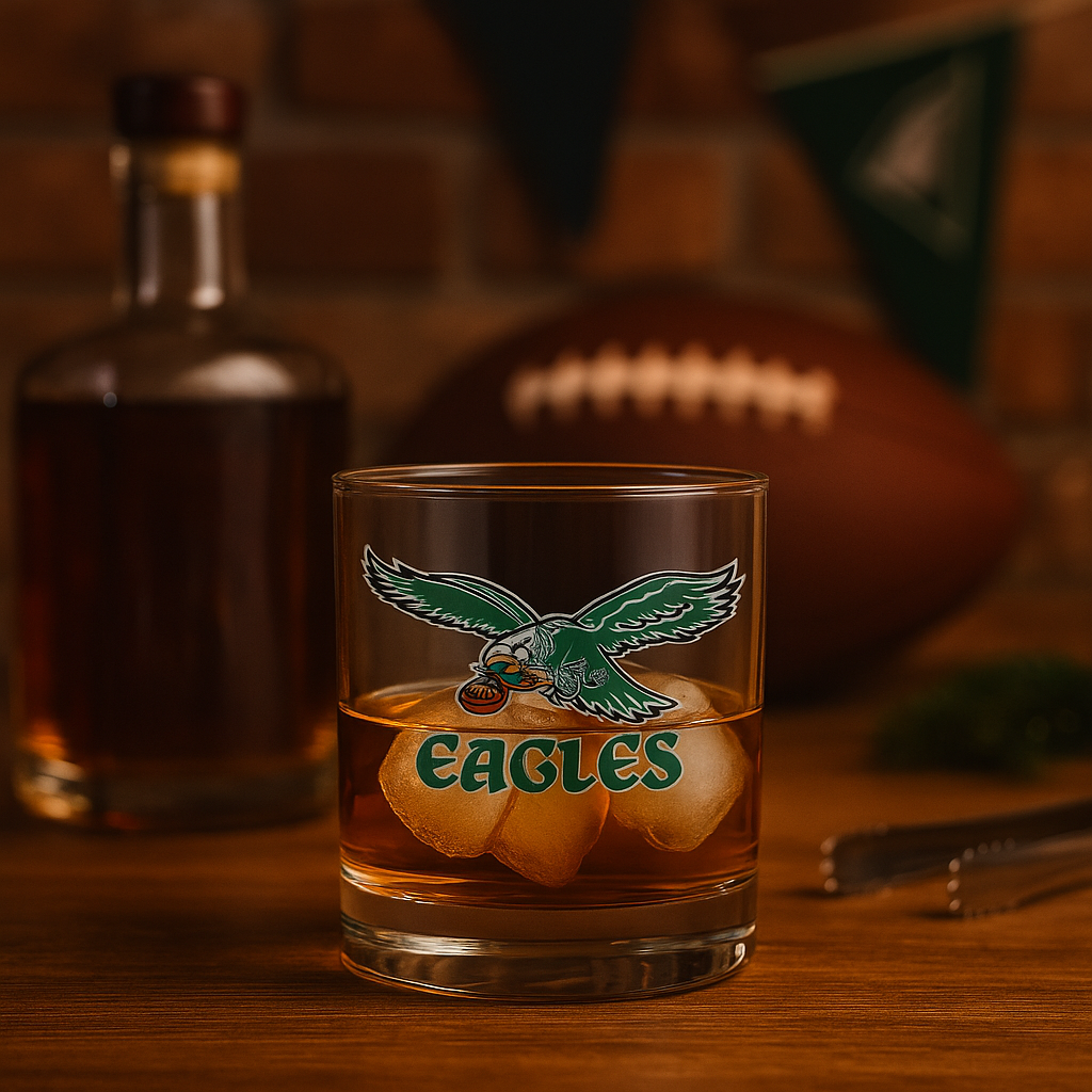 Eagle 10oz Rocks Glass | Vintage Football Whiskey Tumbler