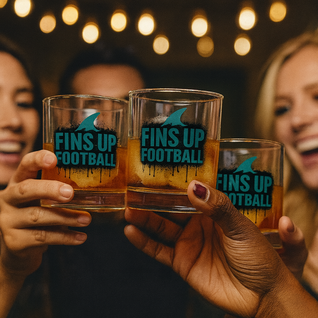 Fins Up Football Glass – Sports Fan Whiskey Tumbler