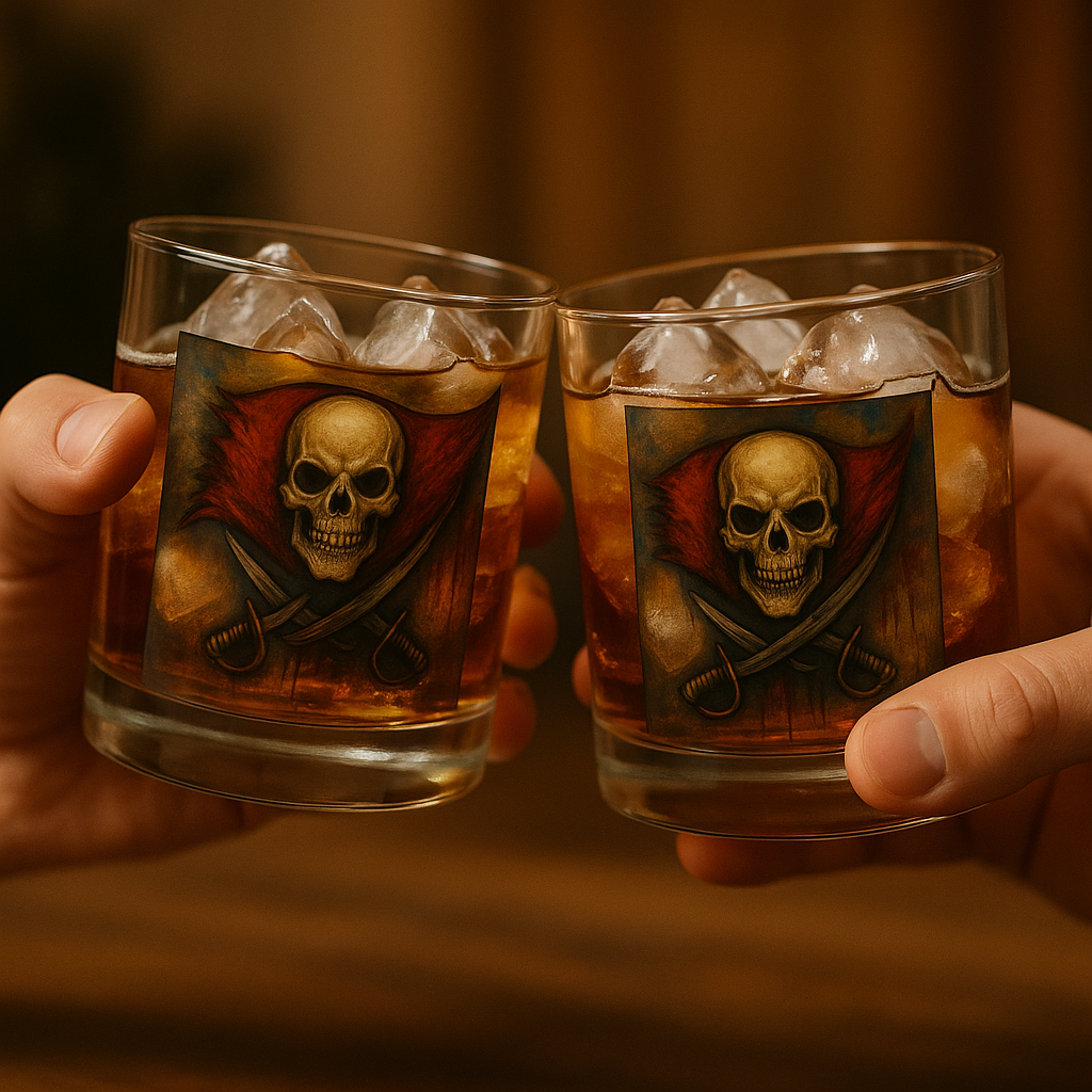 Skull & Crossed Swords Whiskey Glass – Gothic Pirate Rocks Glass Gift