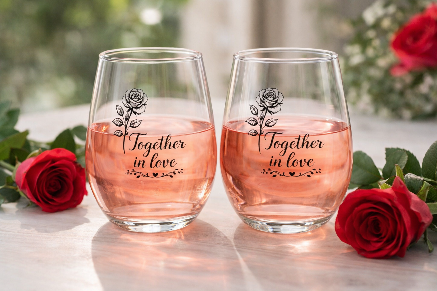Together in Love Wine Glass – Romantic Gift for Couples