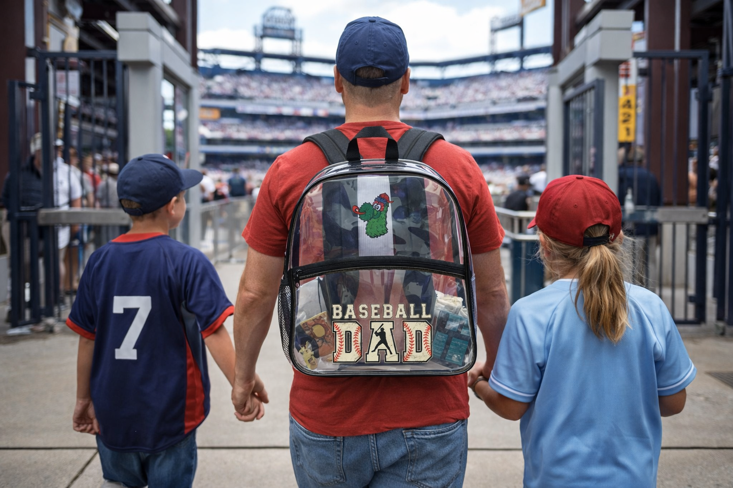 Clear Baseball Dad Stadium Approved Backpack – Transparent Game Day Bag for Sports, Concerts & School