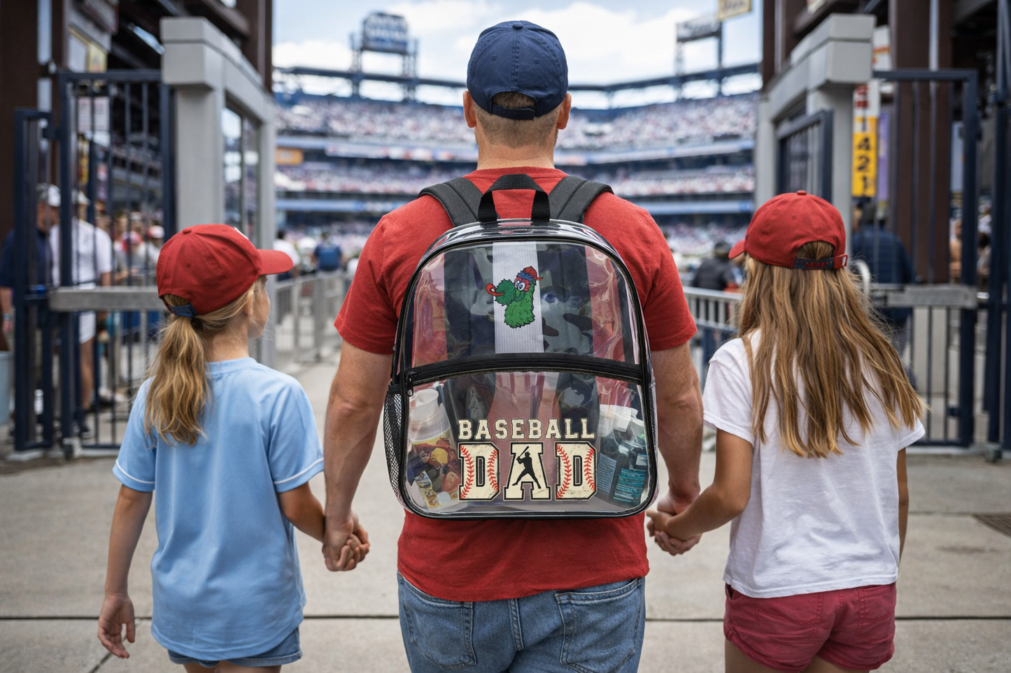 Clear Baseball Dad Stadium Approved Backpack – Transparent Game Day Bag for Sports, Concerts & School