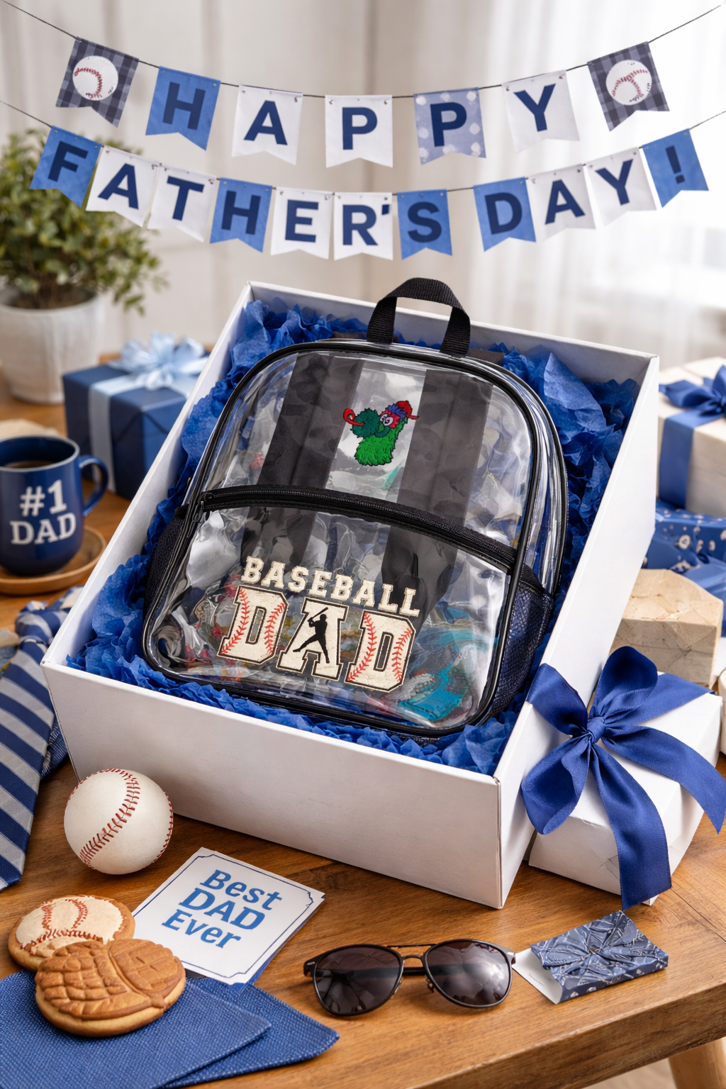 Clear Baseball Dad Stadium Approved Backpack – Transparent Game Day Bag for Sports, Concerts & School
