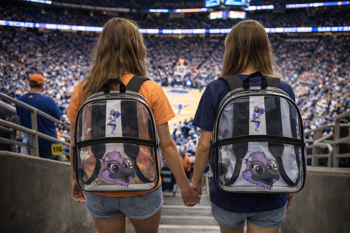 Clear Backpack with Purple Bird Character – Stadium Approved Transparent Bag