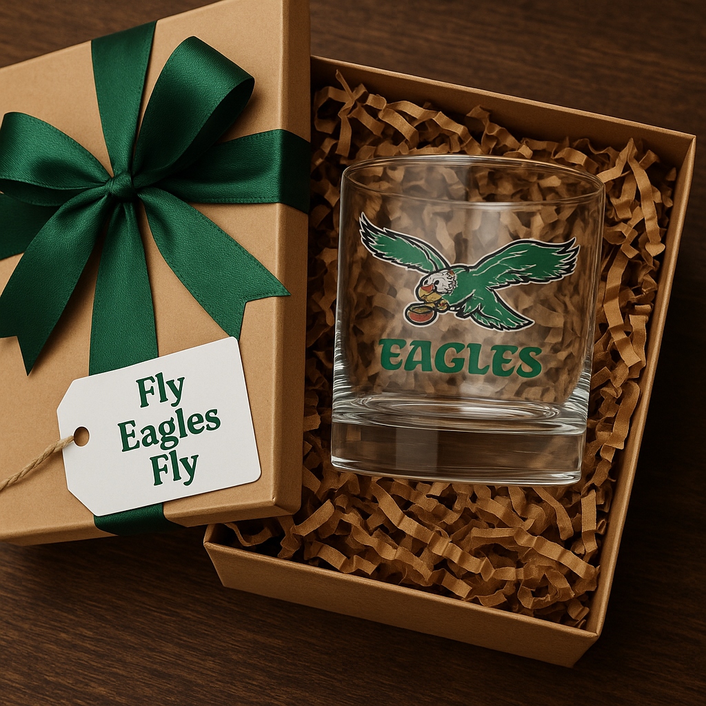 Vintage Philadelphia Eagles Rocks Glass | Retro Eagles Barware | NFL Whiskey Glass | Philly Football Fan Gift | Sports Collectible