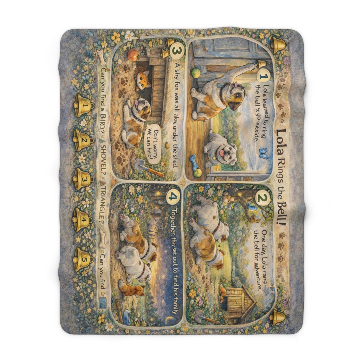 Lola Rings the Bell Story Blanket, Interactive Bulldog Fox Find & Seek Blanket