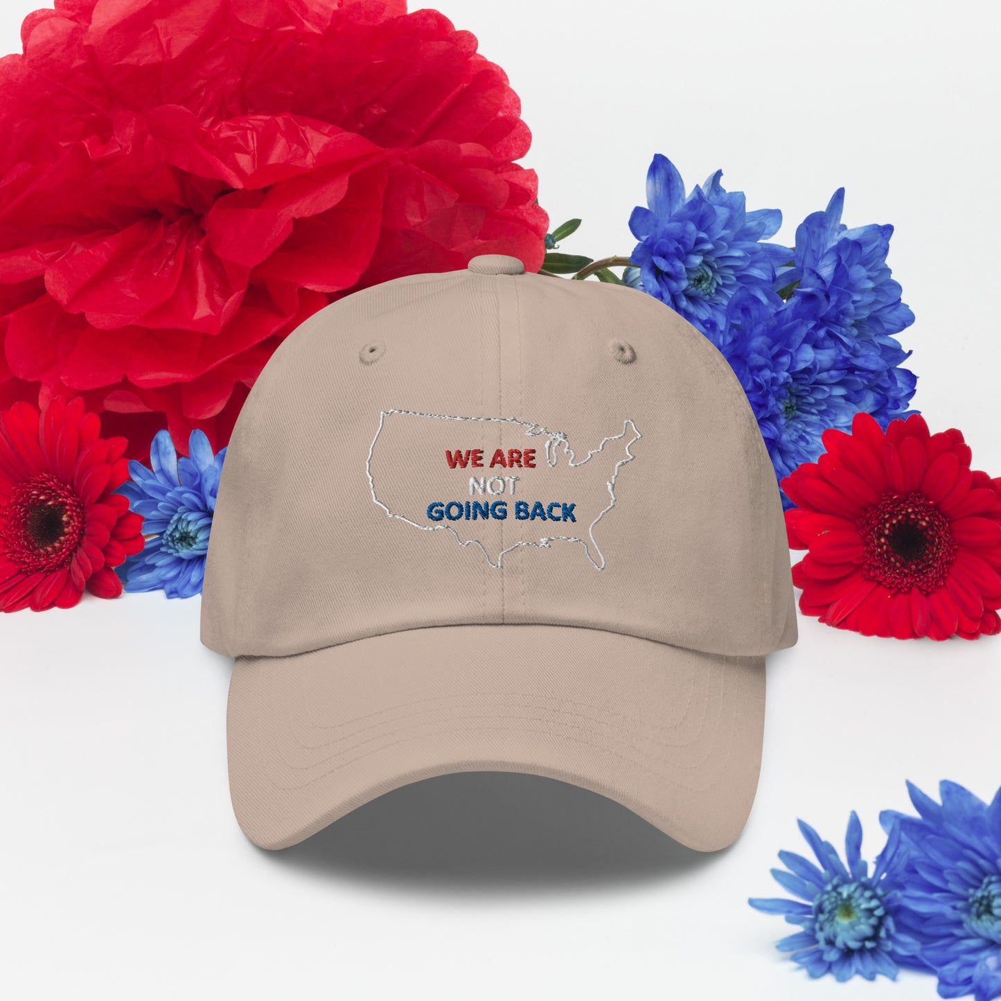 We Are Not Going Back USA Embroidered Dad Style Ball Cap