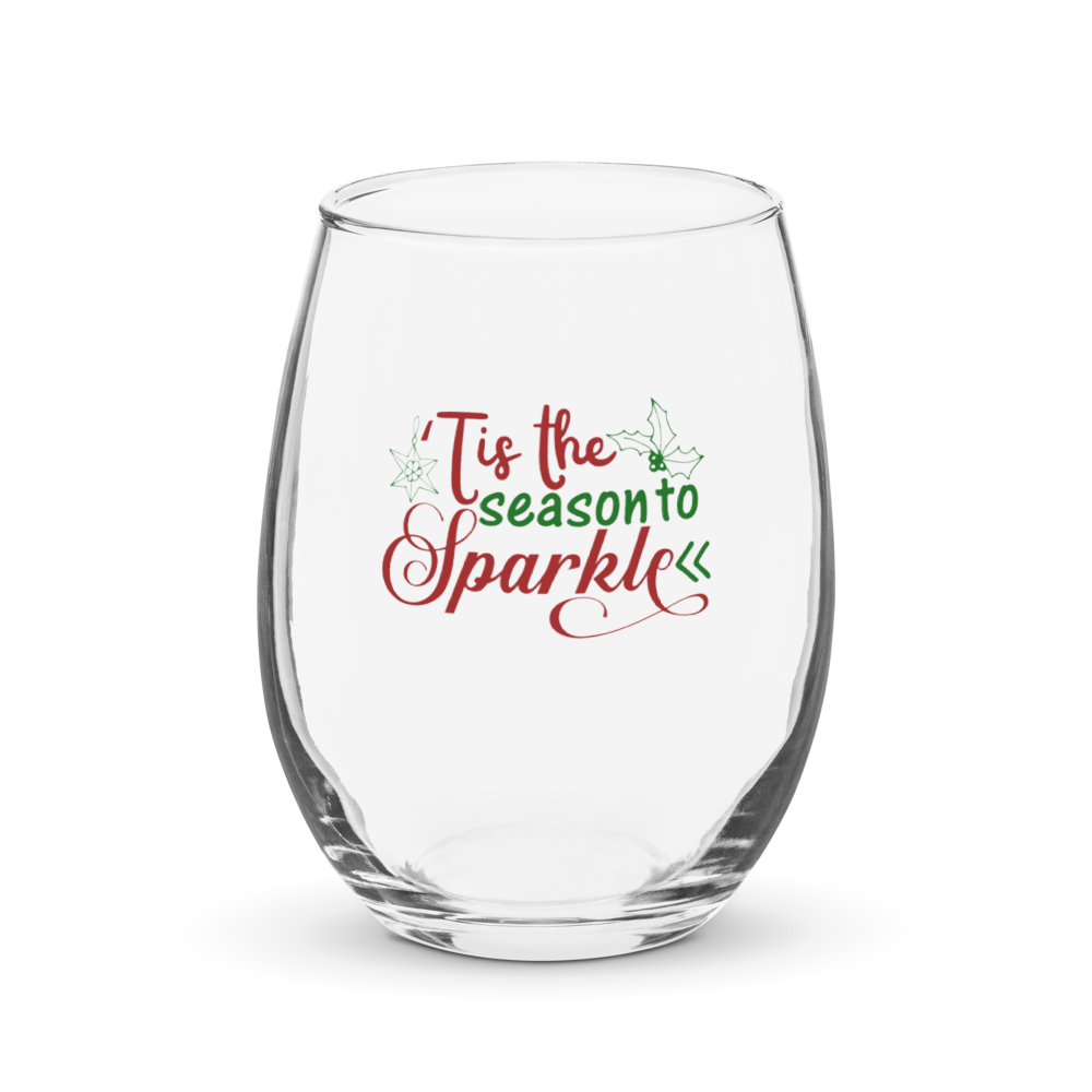 Tis the Season to Sparkle Stemless Wine Glass | Holiday Wine Glass | Christmas Gift for Her | Festive Drinkware | Party Hostess Gift