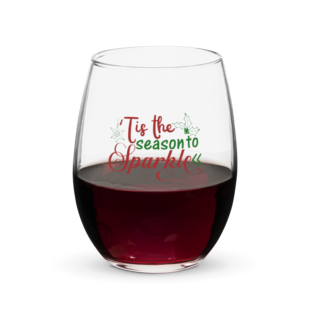 Tis the Season to Sparkle Stemless Wine Glass | Holiday Wine Glass | Christmas Gift for Her | Festive Drinkware | Party Hostess Gift