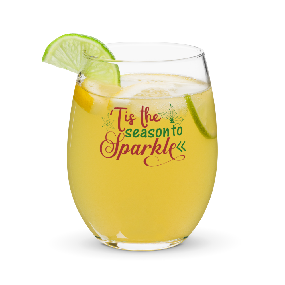 Tis the Season to Sparkle Stemless Wine Glass | Holiday Wine Glass | Christmas Gift for Her | Festive Drinkware | Party Hostess Gift