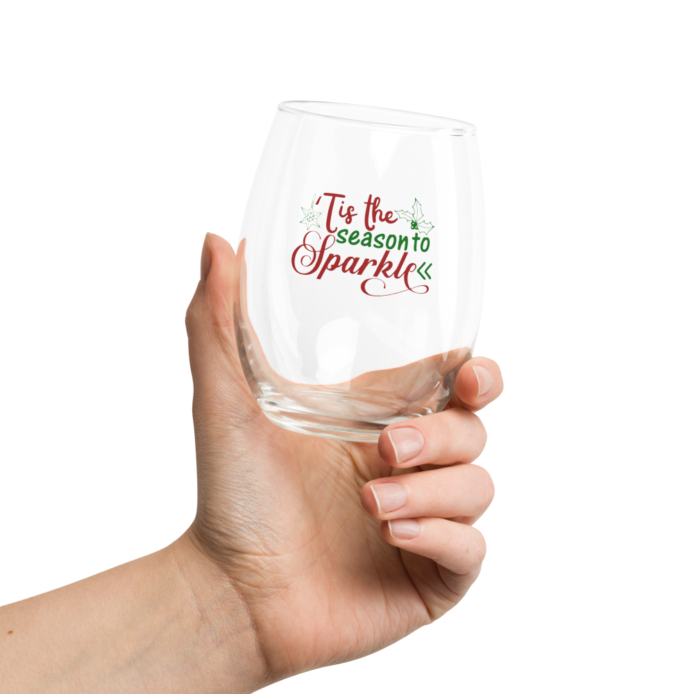 Tis the Season to Sparkle Stemless Wine Glass | Holiday Wine Glass | Christmas Gift for Her | Festive Drinkware | Party Hostess Gift