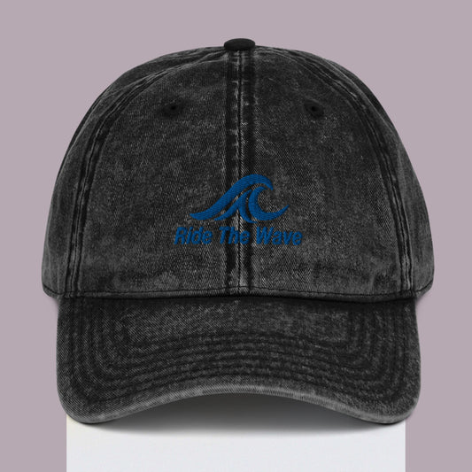 Ride the Wave Blue Wave Ocean Lover Embroidered Vintage Cap