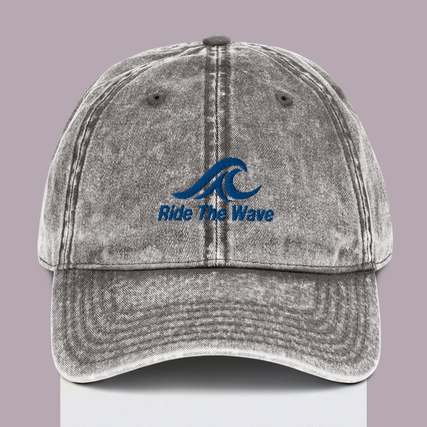 Ride the Wave Blue Wave Ocean Lover Embroidered Vintage Cap