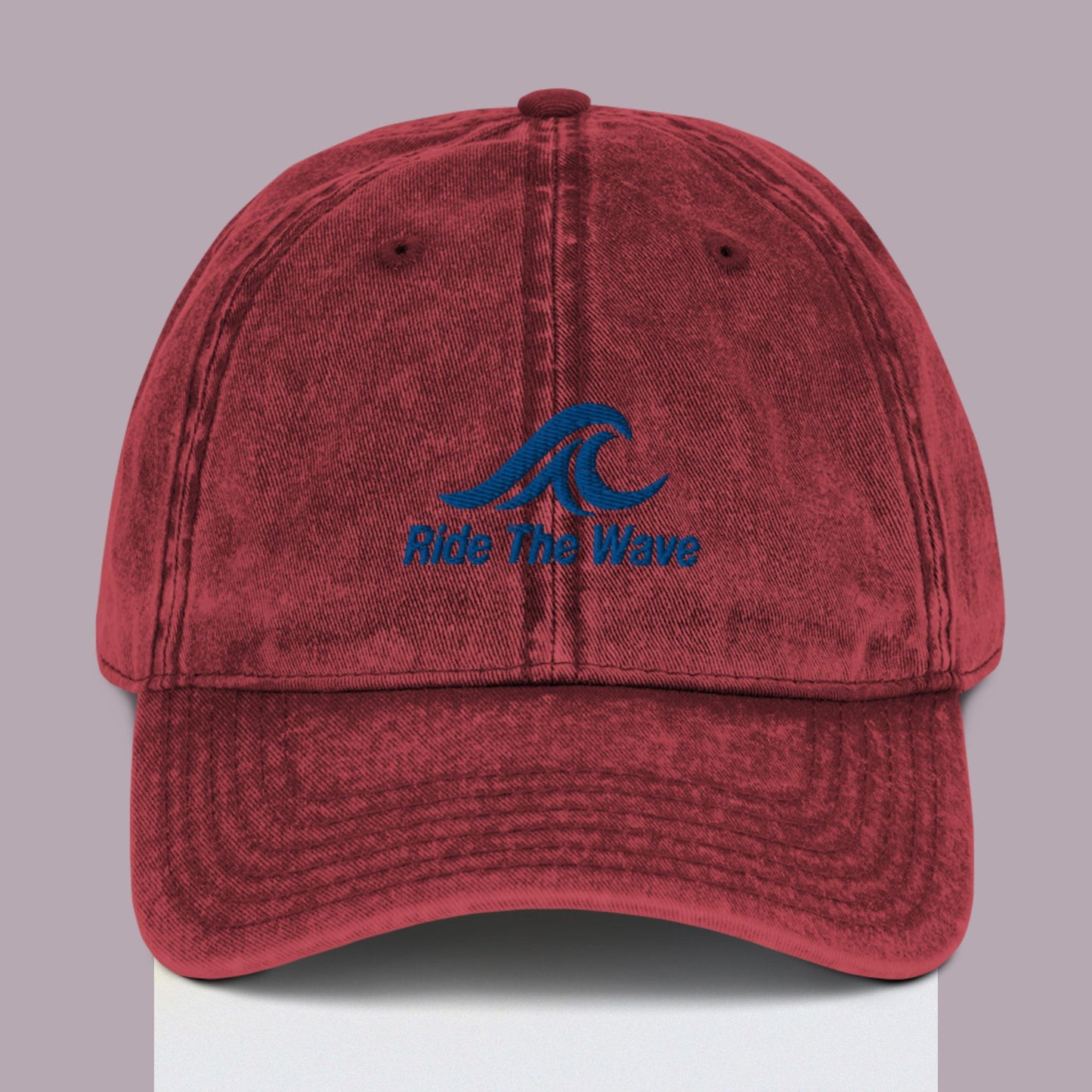 Ride the Wave Blue Wave Ocean Lover Embroidered Vintage Cap