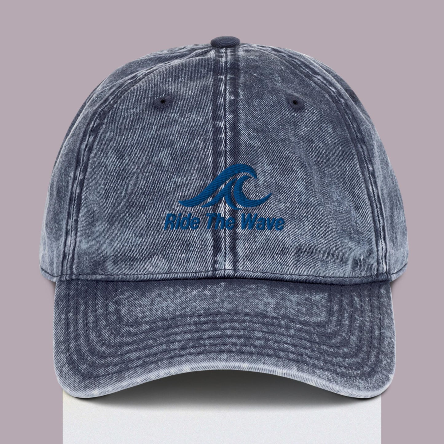 Ride the Wave Blue Wave Ocean Lover Embroidered Vintage Cap