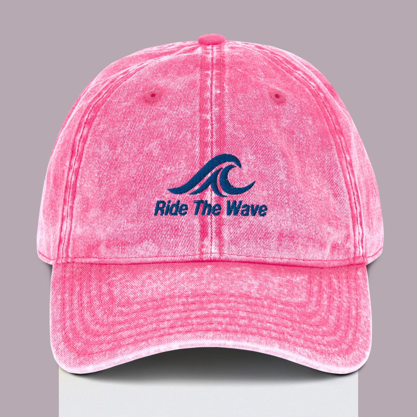 Ride the Wave Blue Wave Ocean Lover Embroidered Vintage Cap