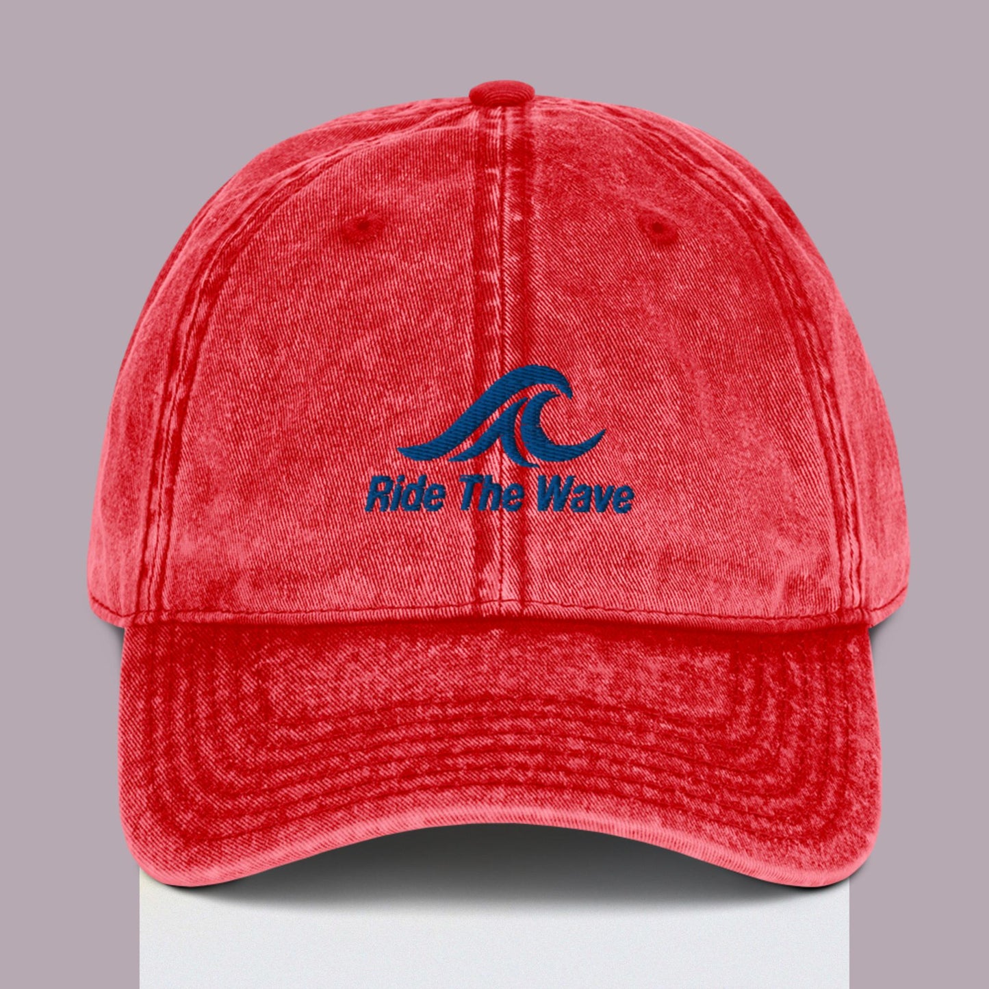 Ride the Wave Blue Wave Ocean Lover Embroidered Vintage Cap