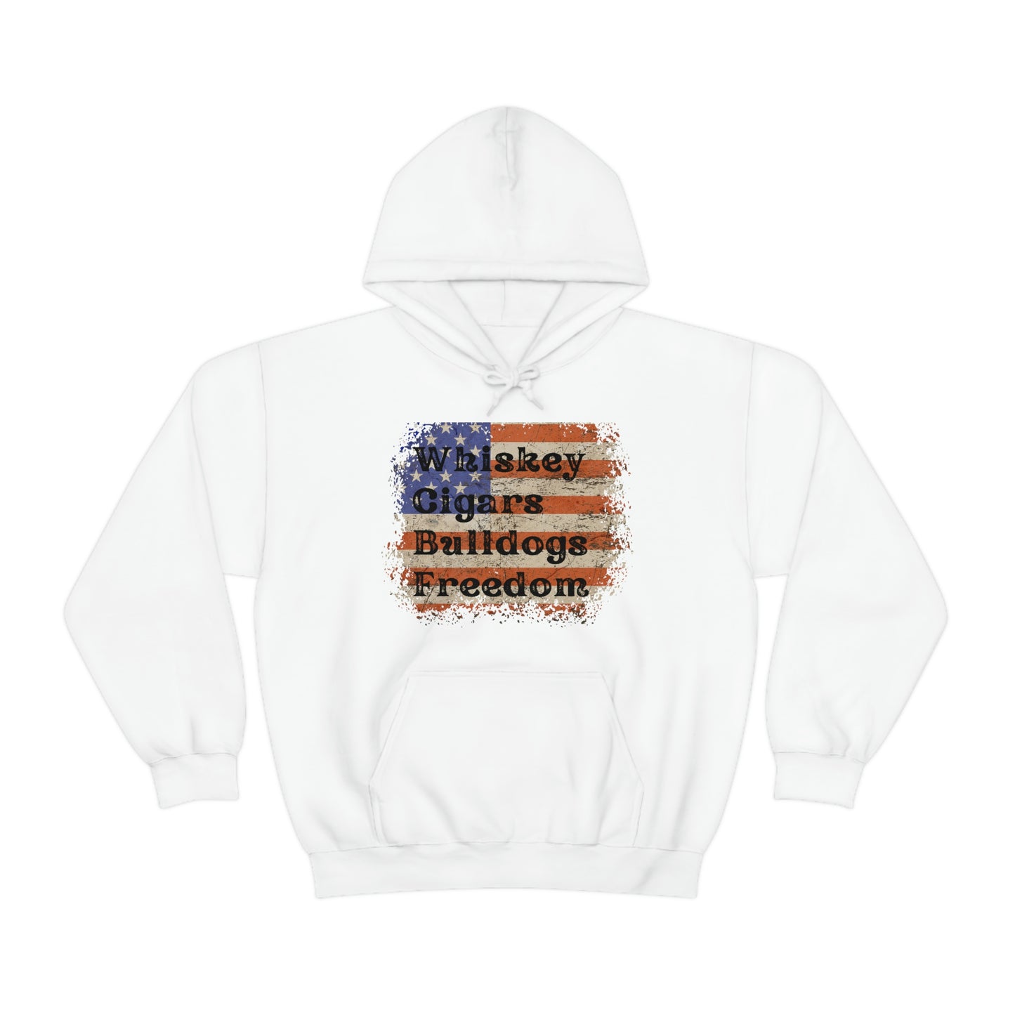 Patriotic Rustic USA Flag Whiskey Cigars Bulldogs Hoodie