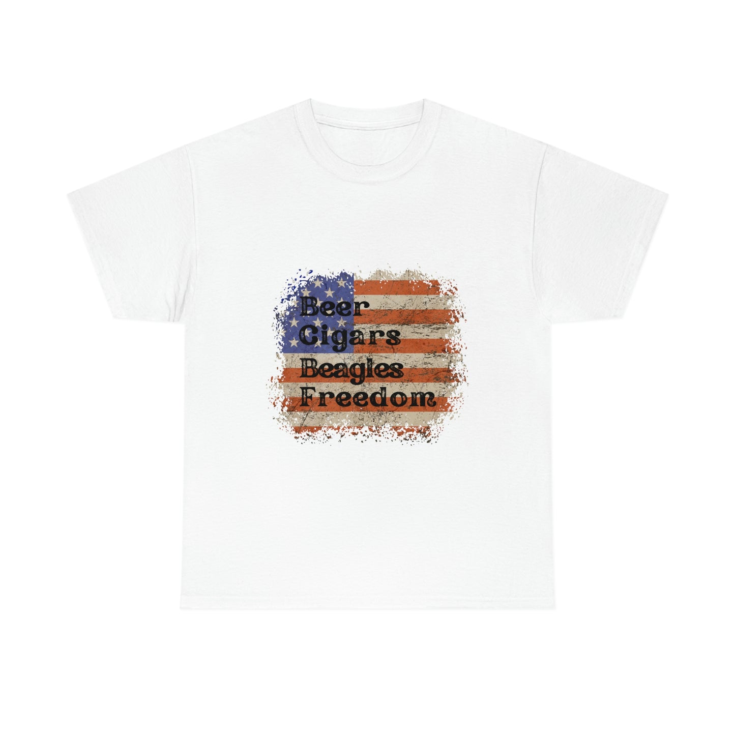 Patriotic Rustic USA Flag Beer Cigars Beagles T-Shirt