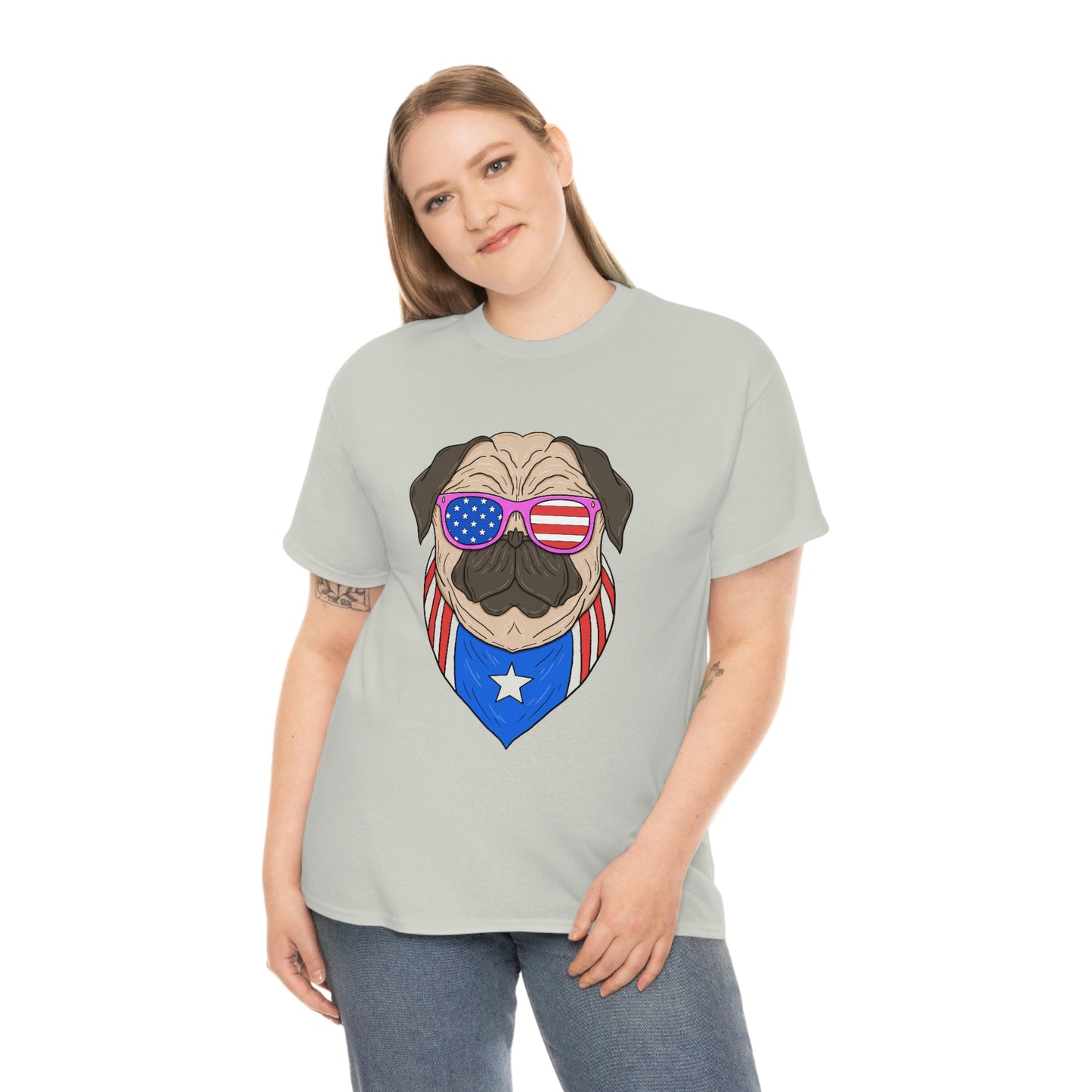 USA Flag Patriotic Pug T-Shirt