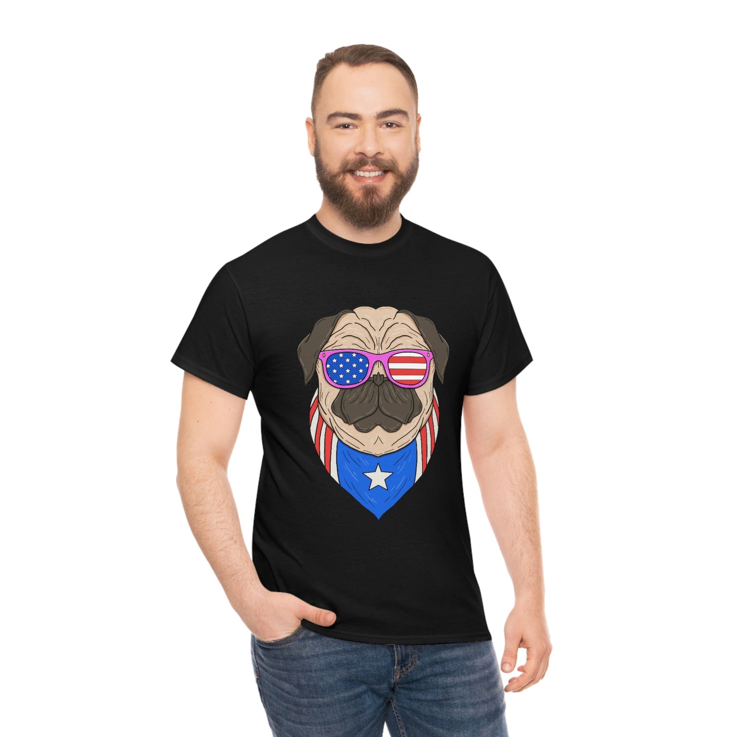 USA Flag Patriotic Pug T-Shirt