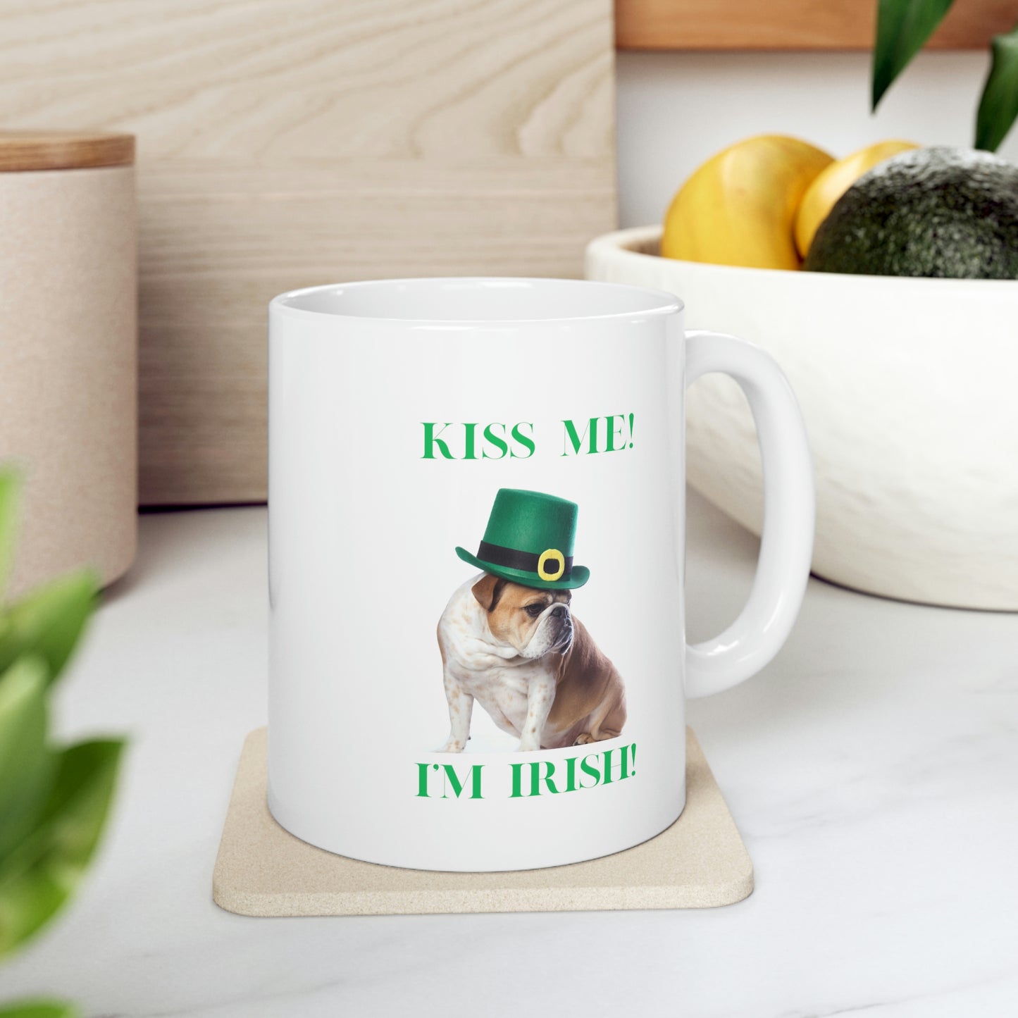 Kiss Me! I'm Irish! Bulldog Mug