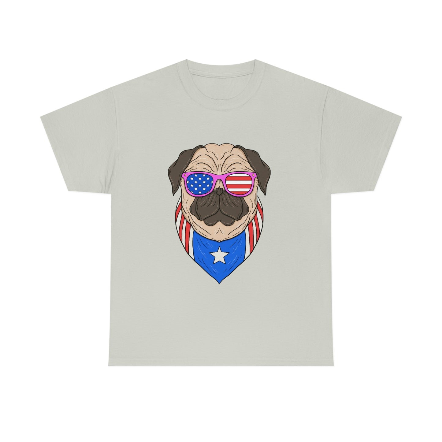 USA Flag Patriotic Pug T-Shirt