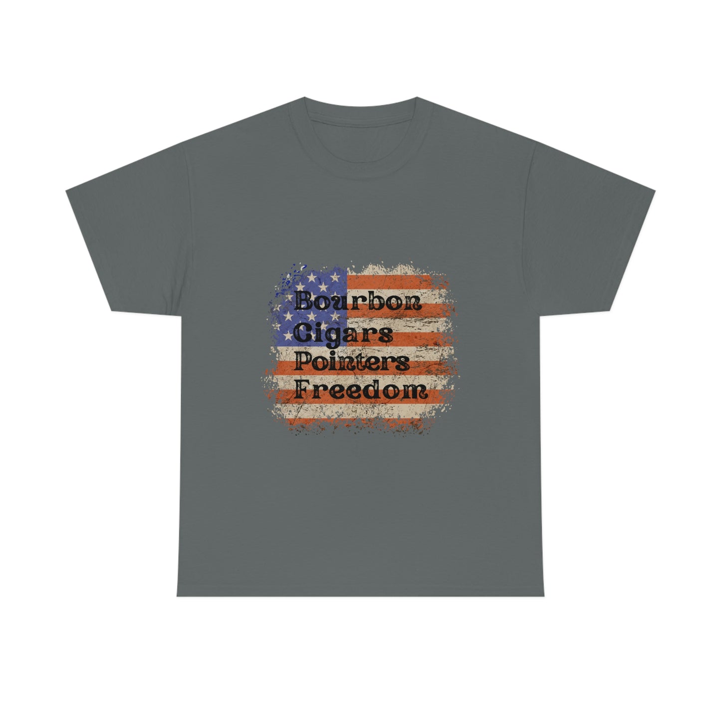 Patriotic Rustic USA Flag Bourbon Cigars Pointers T-Shirt