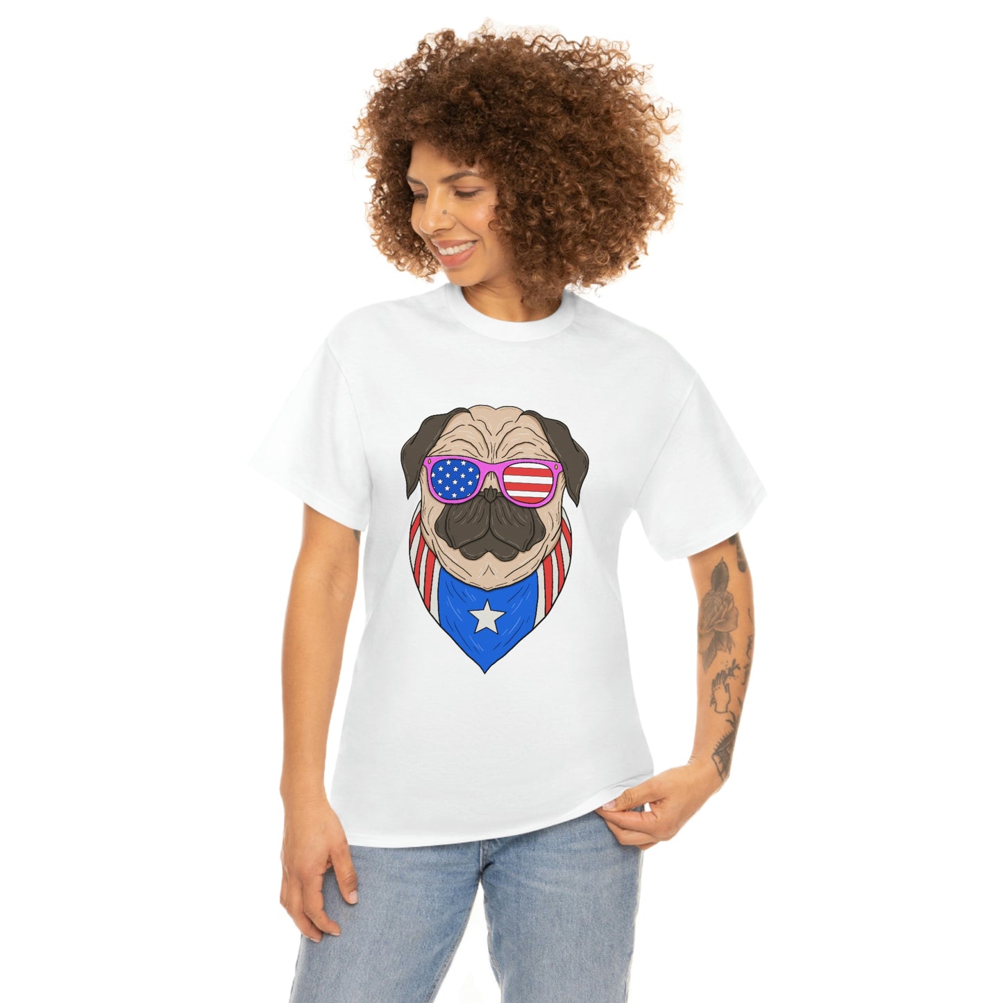 USA Flag Patriotic Pug T-Shirt