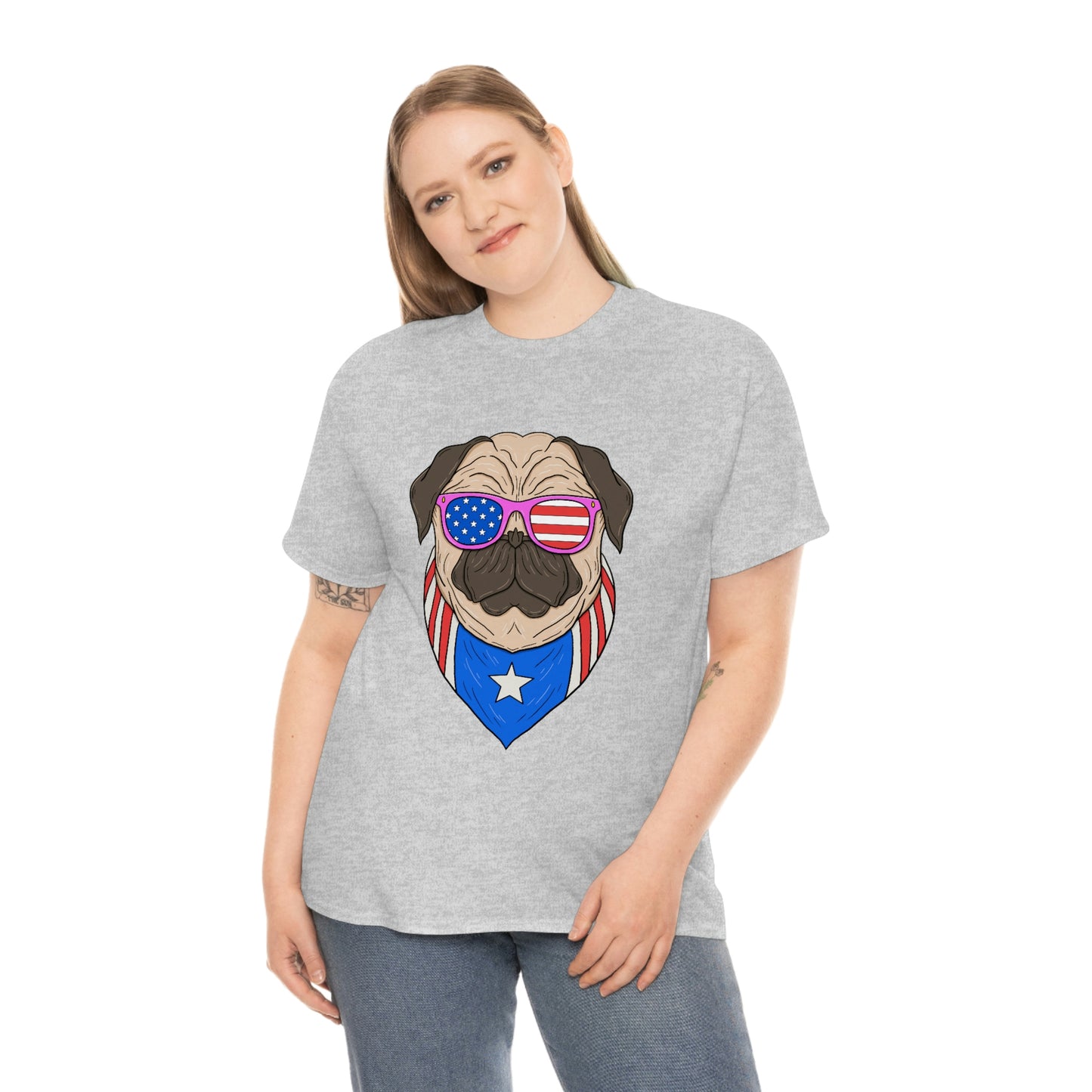 USA Flag Patriotic Pug T-Shirt