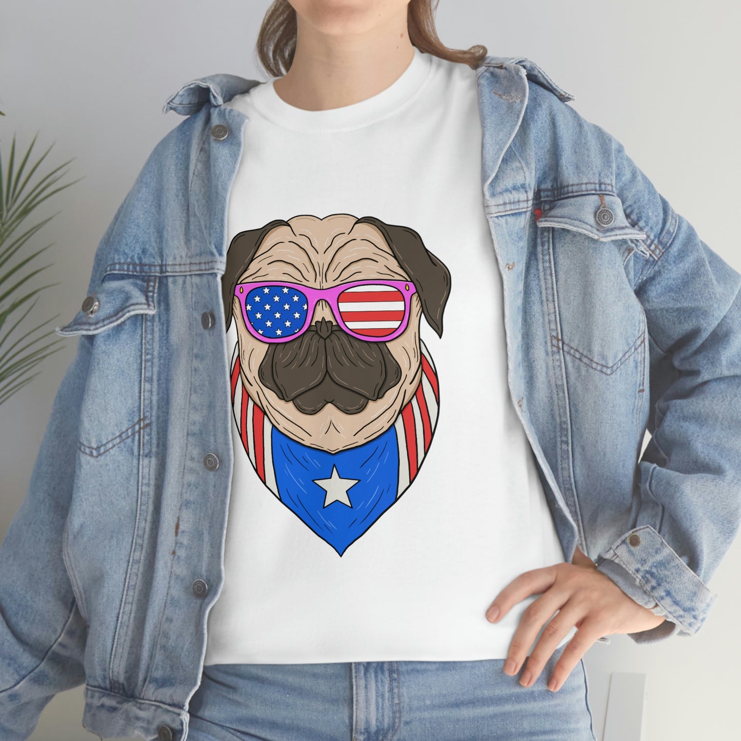 USA Flag Patriotic Pug T-Shirt