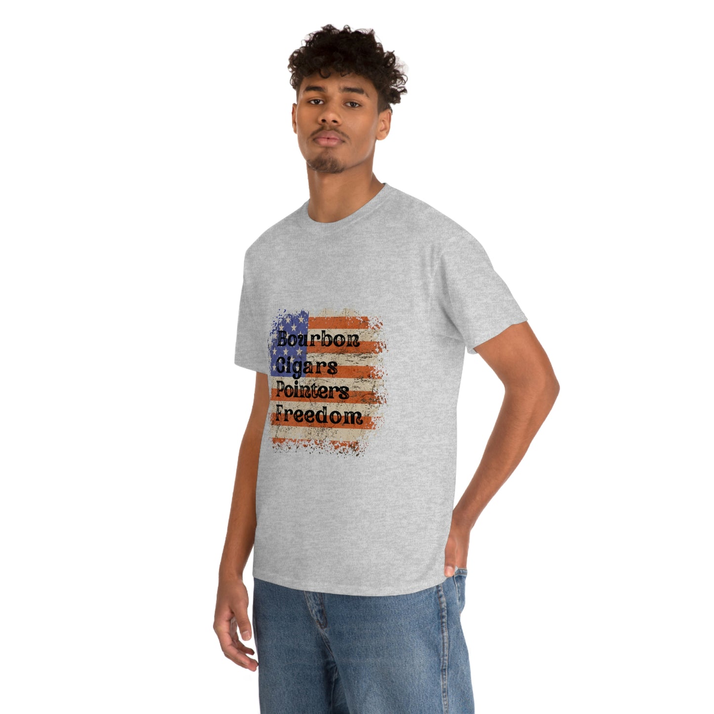 Patriotic Rustic USA Flag Bourbon Cigars Pointers T-Shirt