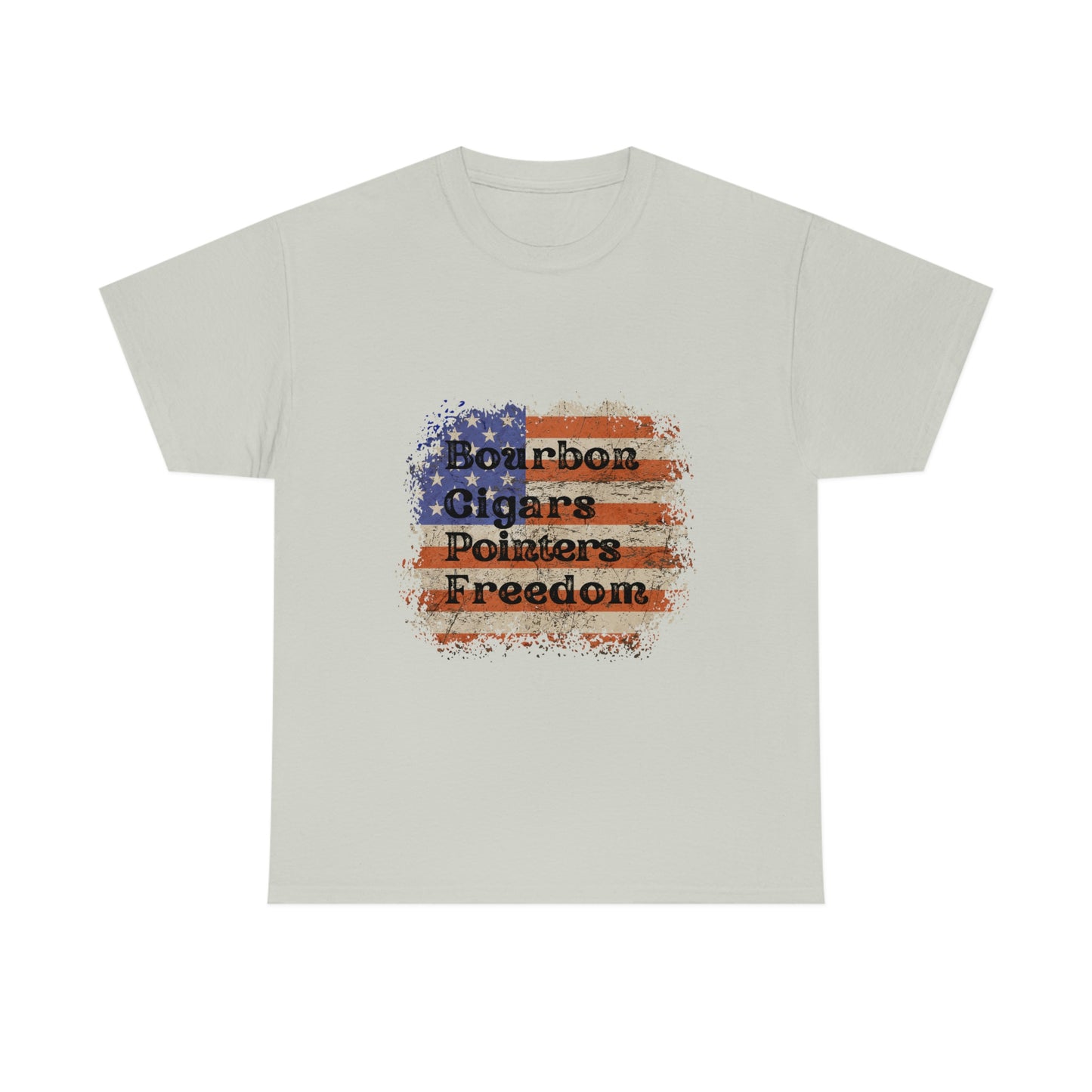 Patriotic Rustic USA Flag Bourbon Cigars Pointers T-Shirt