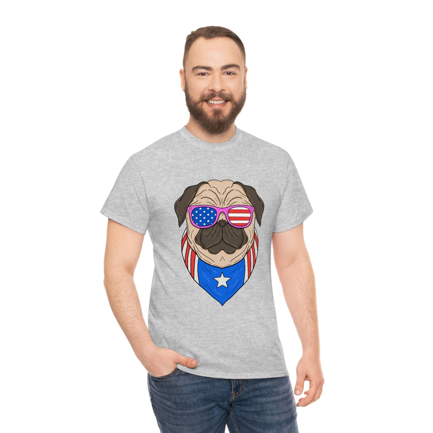 USA Flag Patriotic Pug T-Shirt