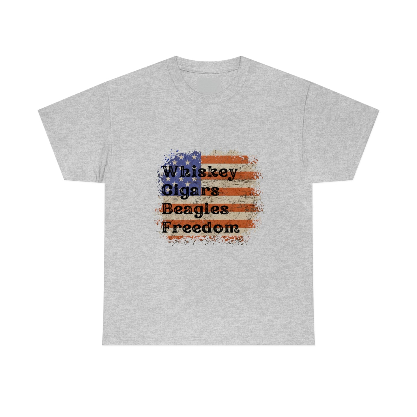 Patriotic Rustic USA Flag Whiskey Cigars Beagles T-Shirt