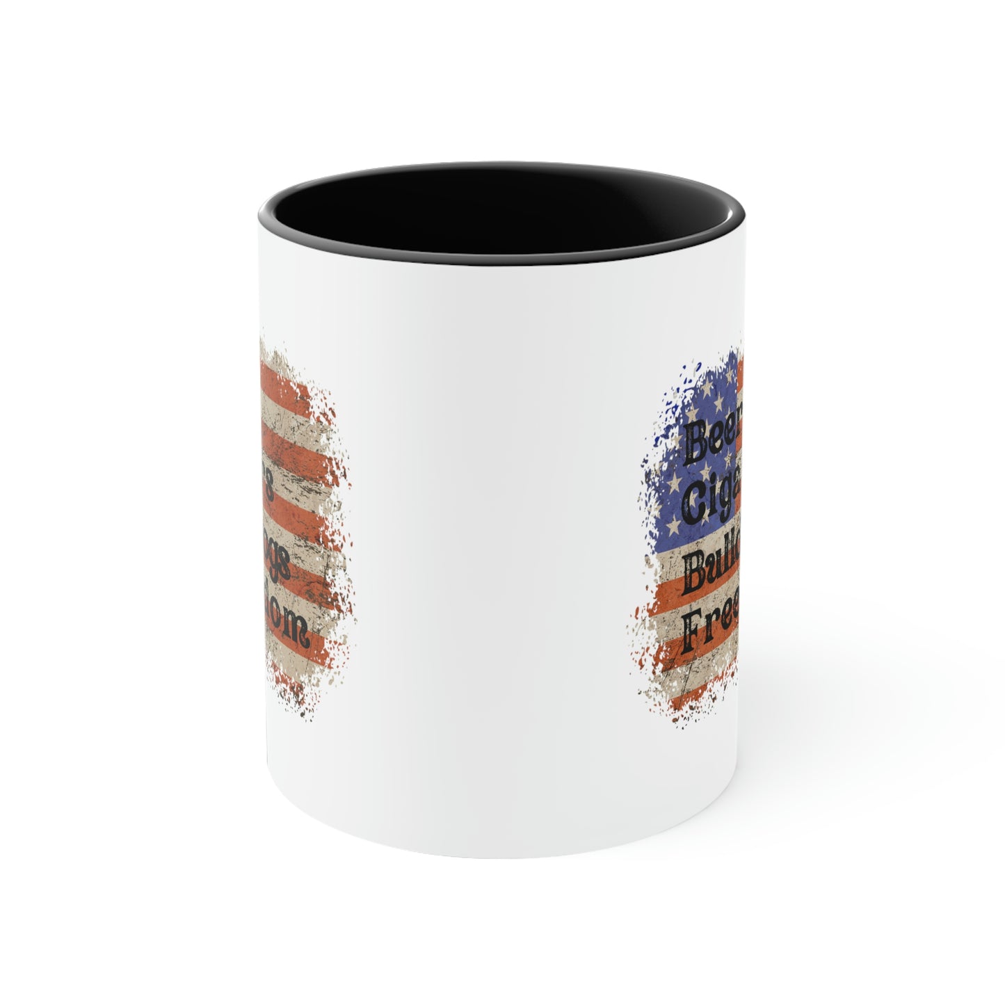 Patriotic Rustic USA Flag Beer Cigars Bulldogs 2 Tone Mug