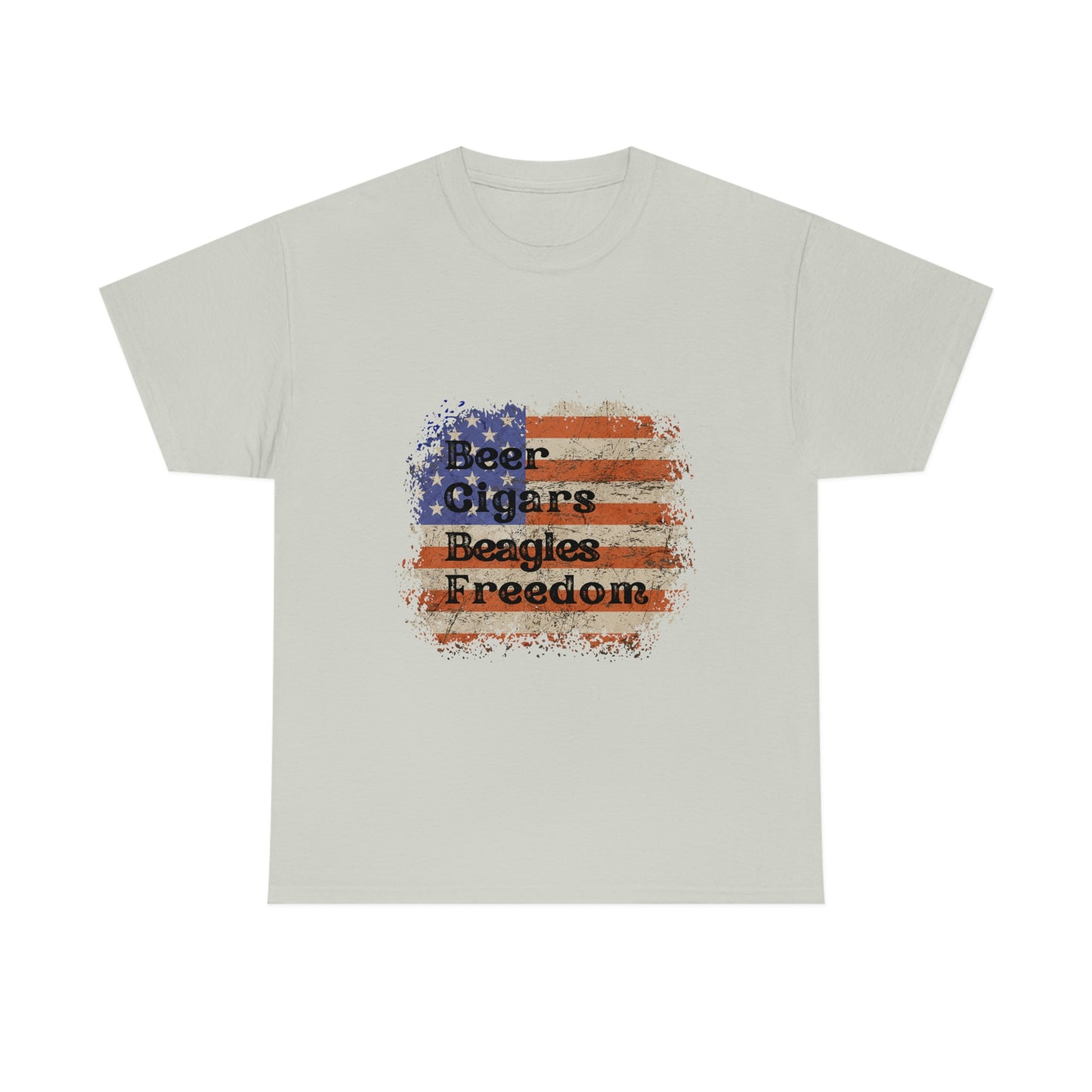 Patriotic Rustic USA Flag Beer Cigars Beagles T-Shirt