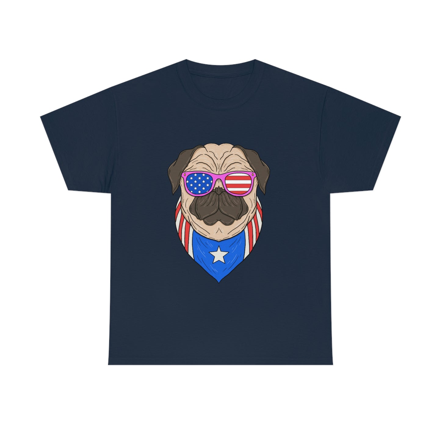 USA Flag Patriotic Pug T-Shirt