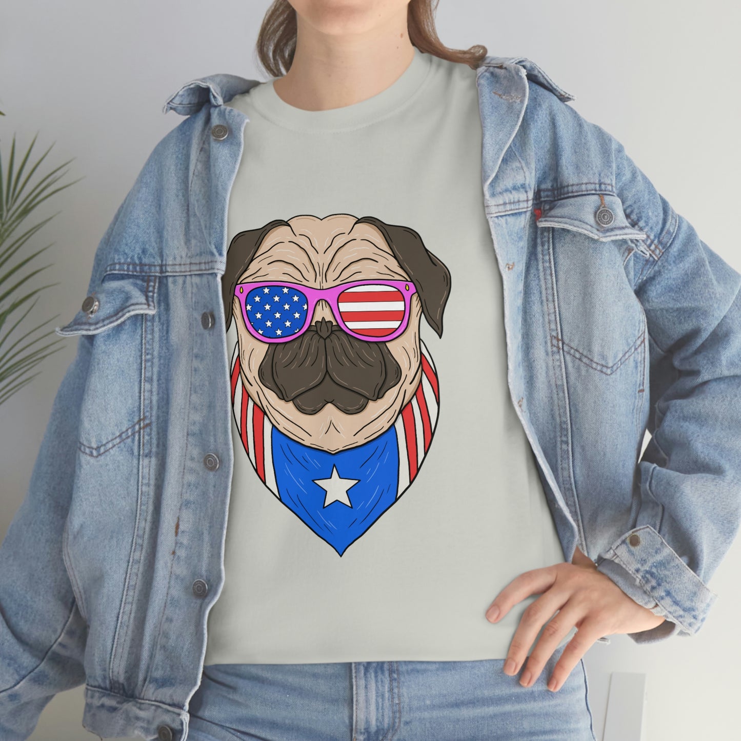 USA Flag Patriotic Pug T-Shirt