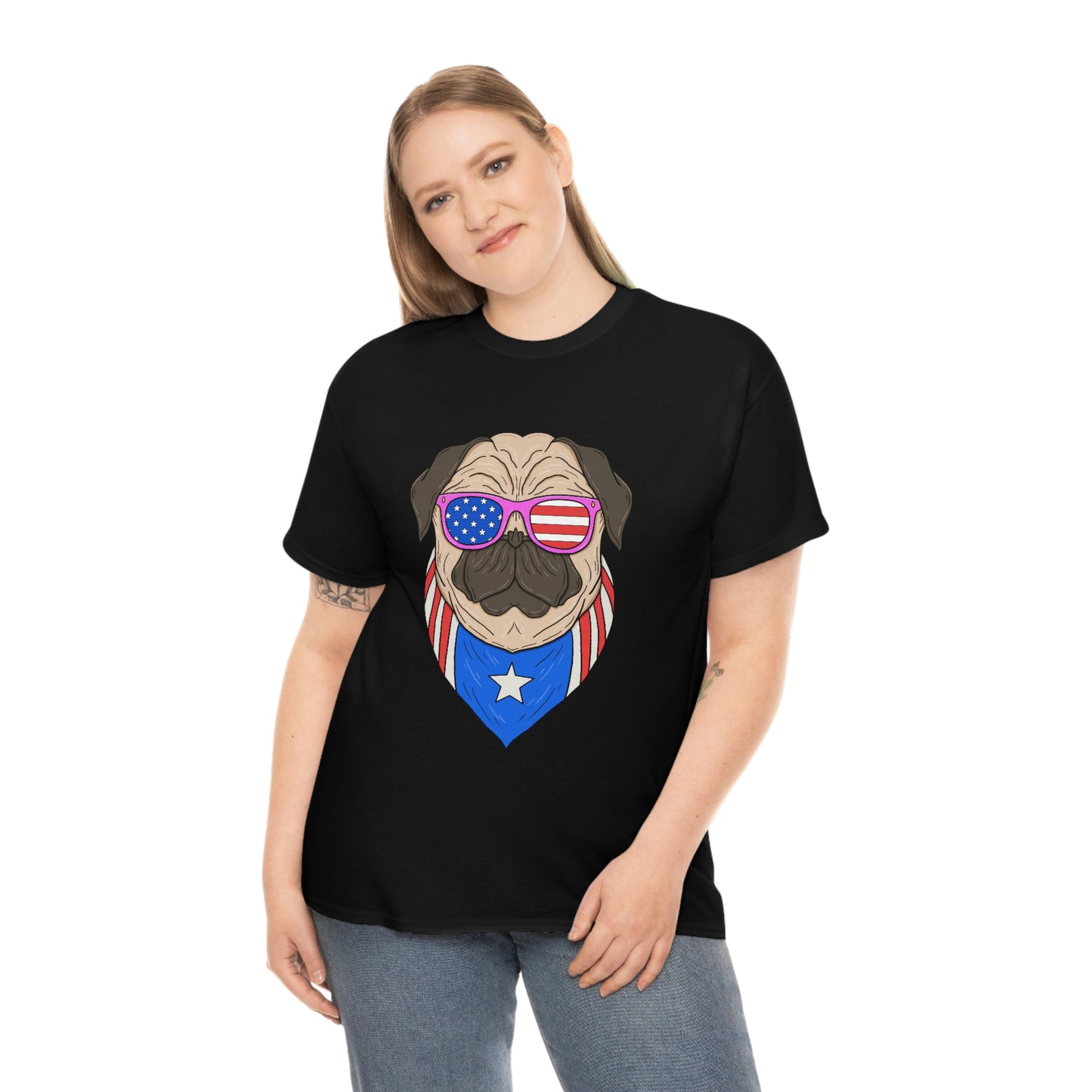 USA Flag Patriotic Pug T-Shirt