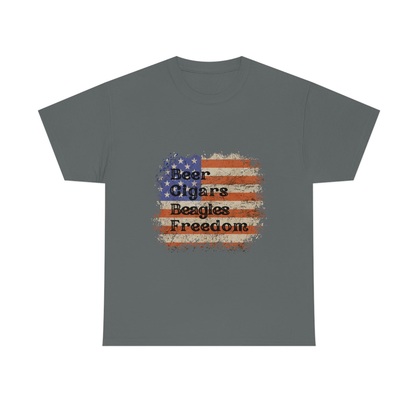 Patriotic Rustic USA Flag Beer Cigars Beagles T-Shirt