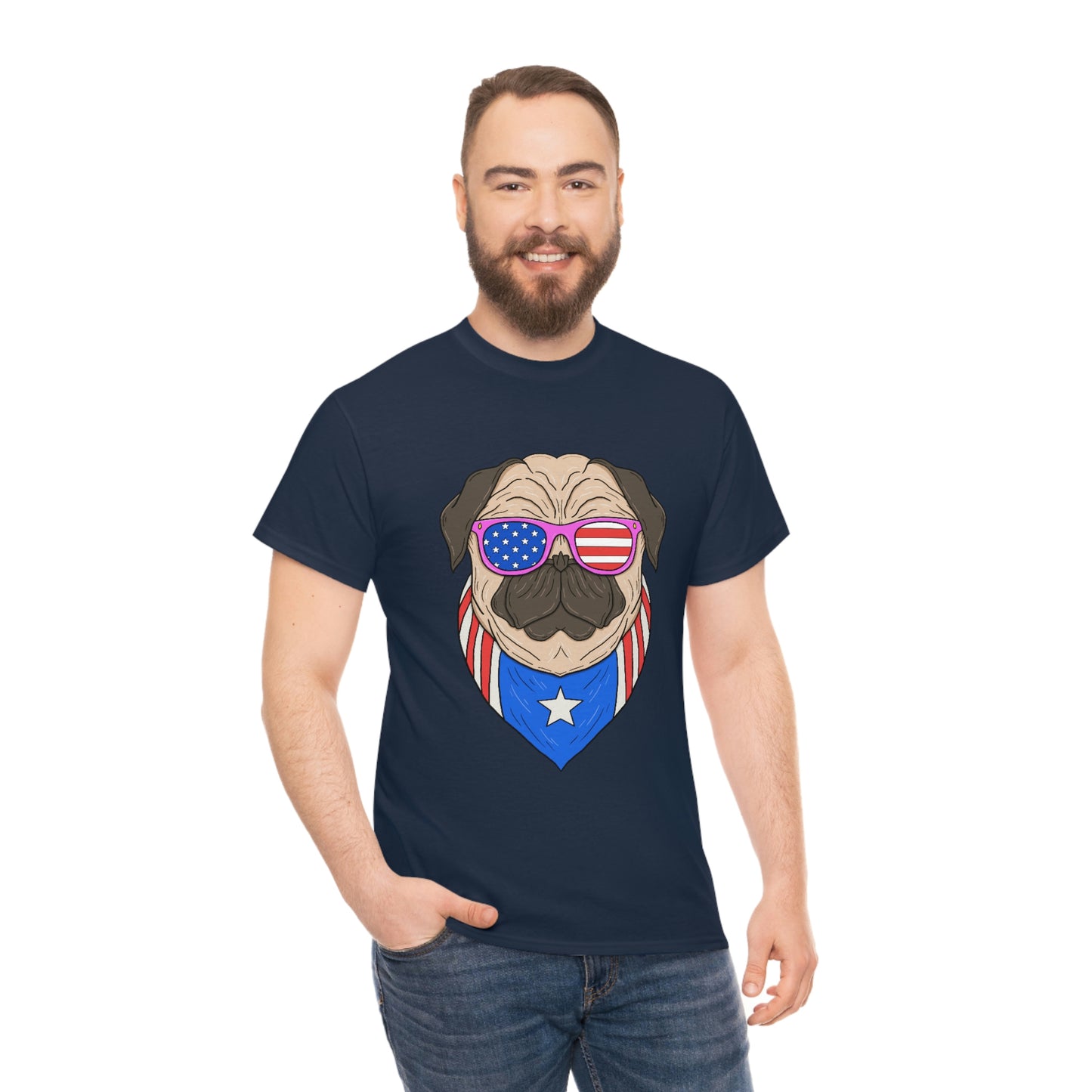 USA Flag Patriotic Pug T-Shirt