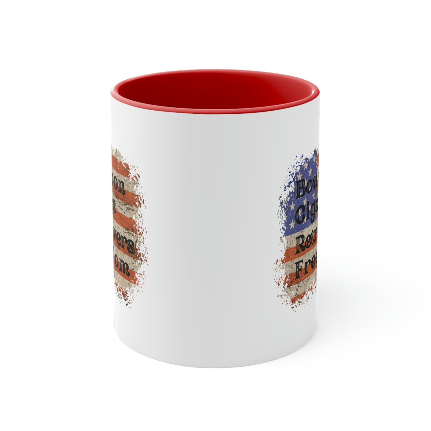 Patriotic Rustic USA Flag Bourbon Cigars Retrievers 2 Tone Mug