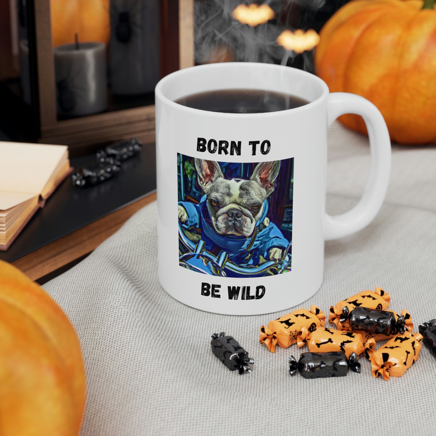 Born To Be Wild, Motorcycle Riding, French Bulldog, Mug