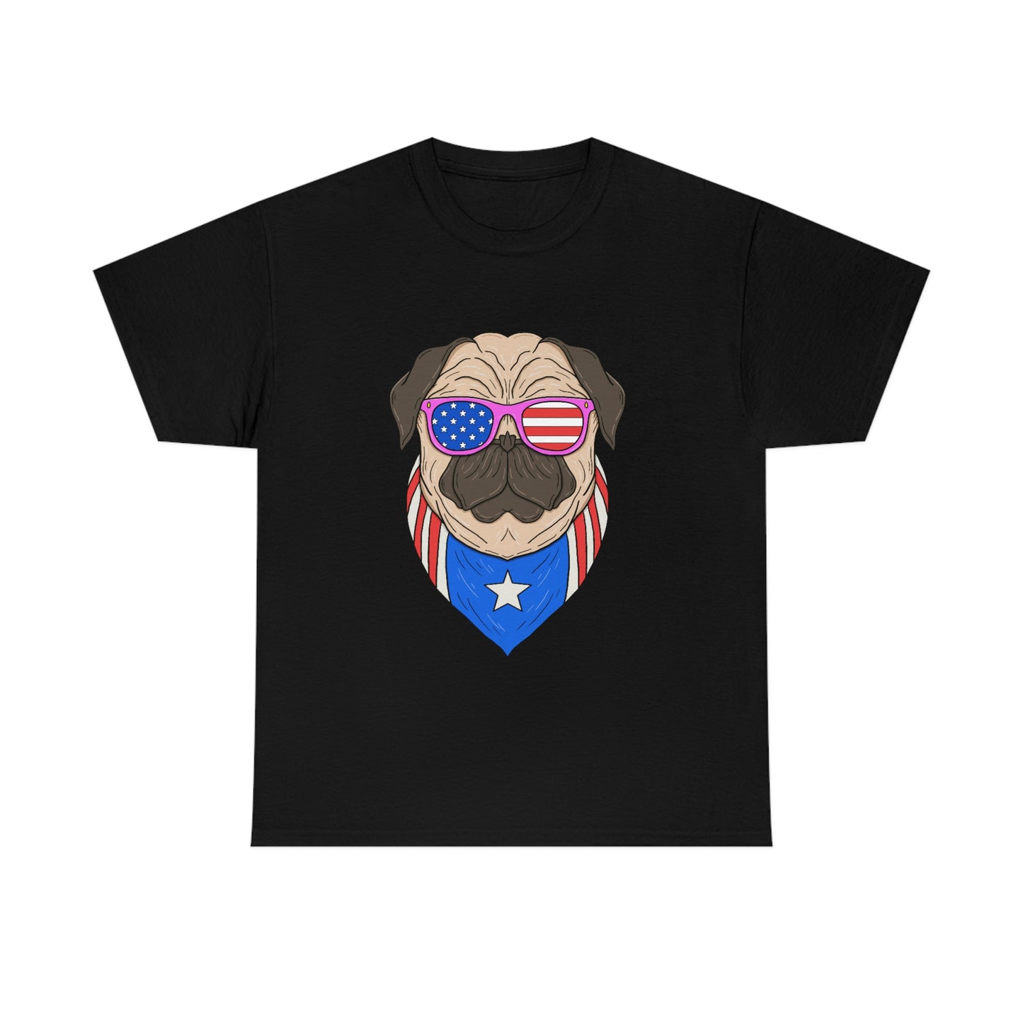 USA Flag Patriotic Pug T-Shirt