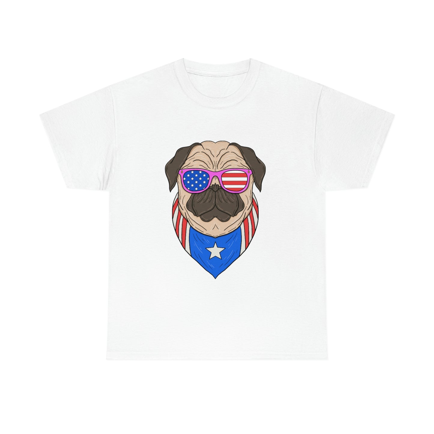 USA Flag Patriotic Pug T-Shirt