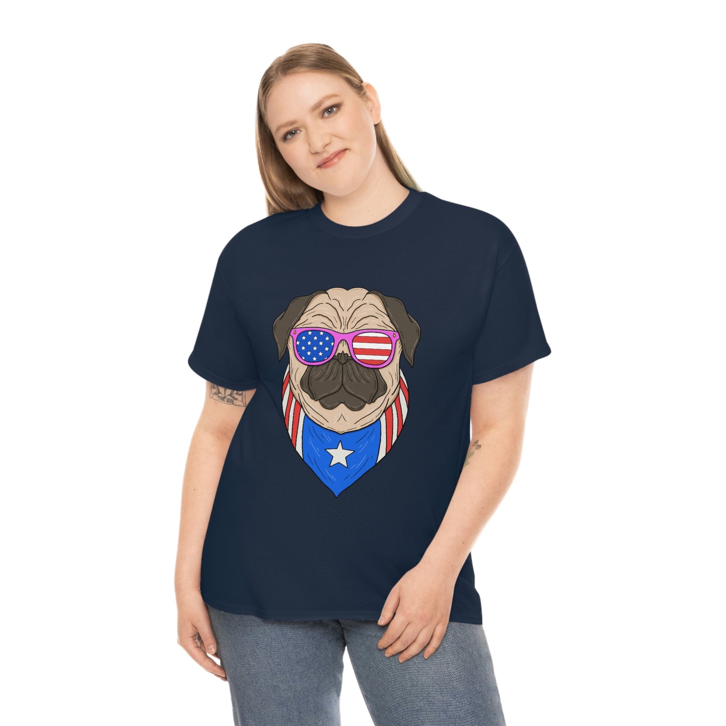 USA Flag Patriotic Pug T-Shirt