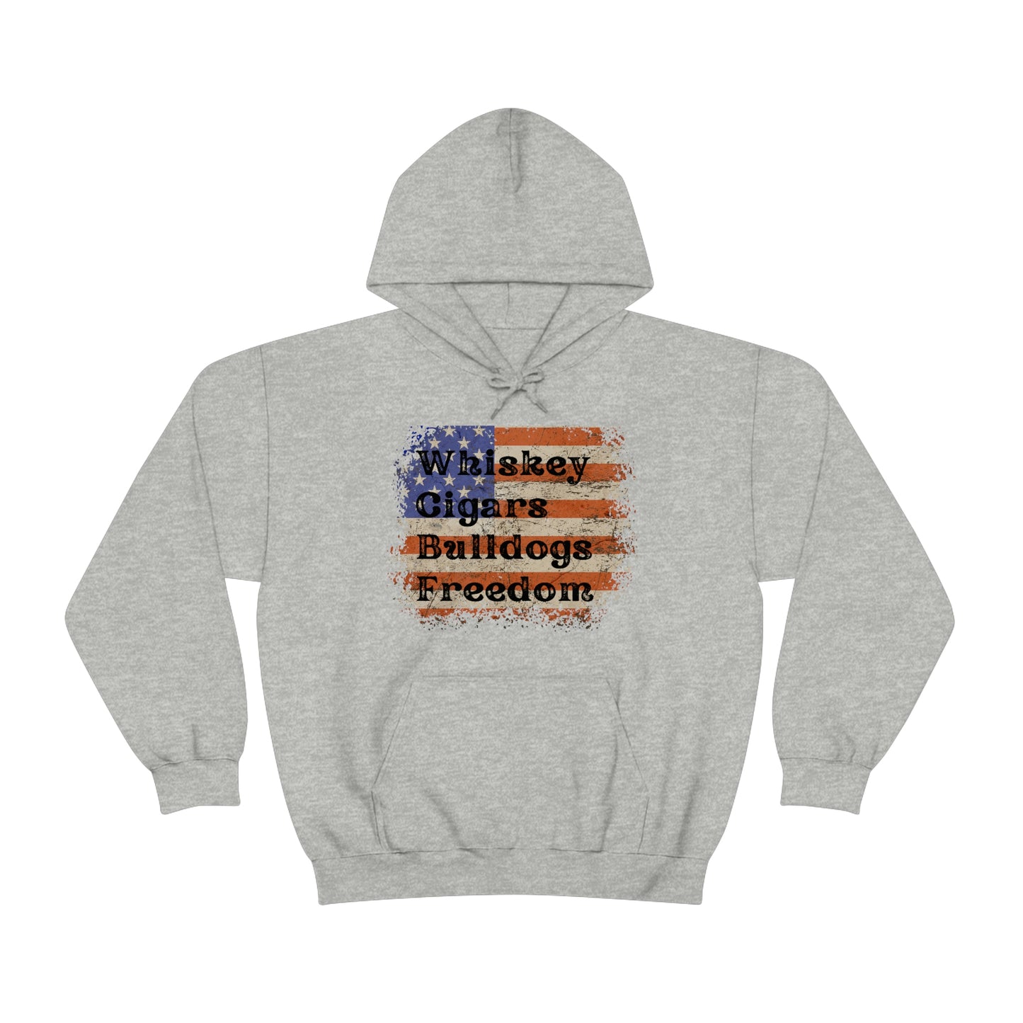 Patriotic Rustic USA Flag Whiskey Cigars Bulldogs Hoodie