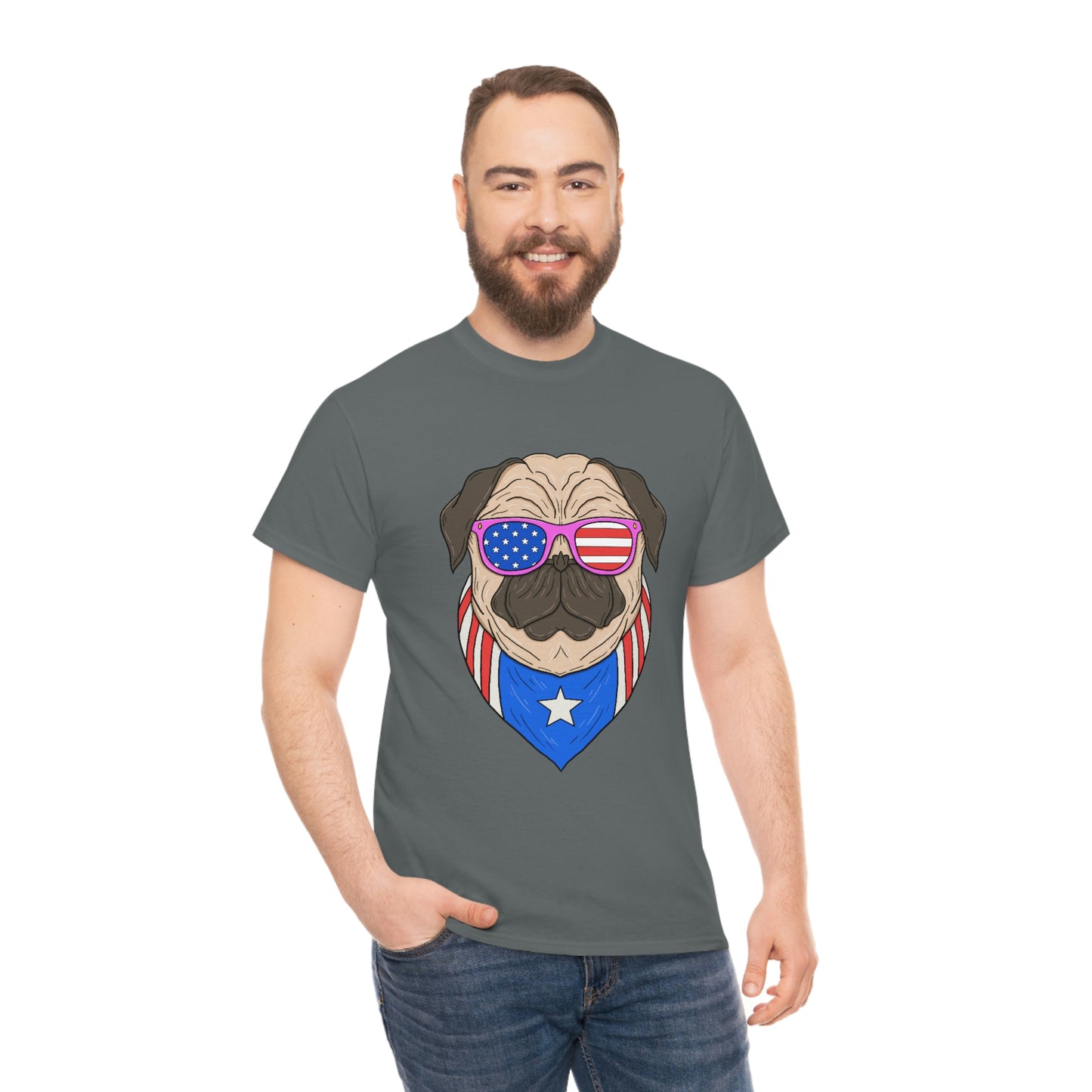 USA Flag Patriotic Pug T-Shirt