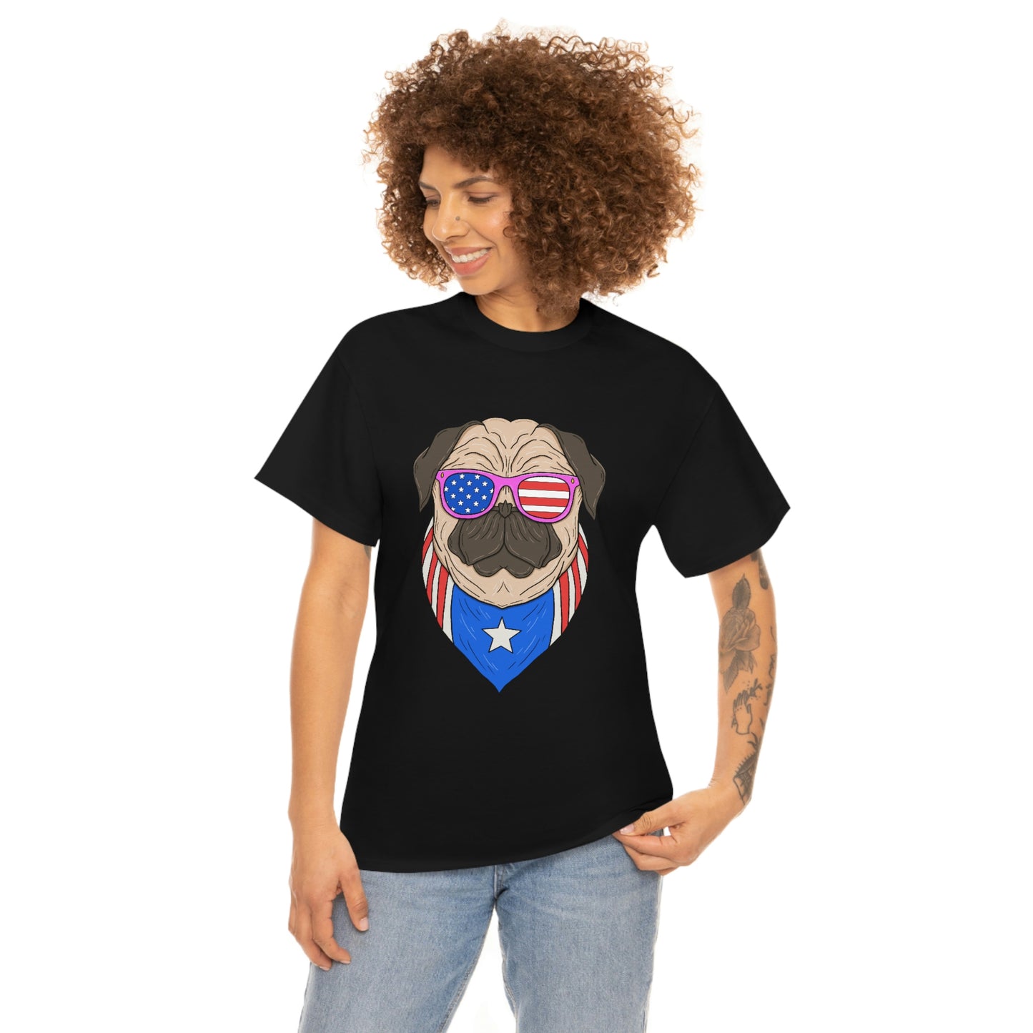 USA Flag Patriotic Pug T-Shirt